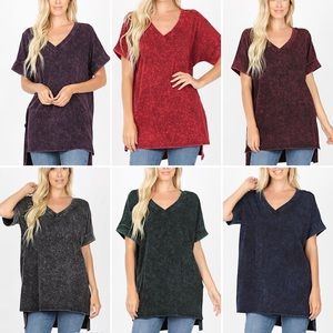 Zenana Mineral Wash Purple Tee